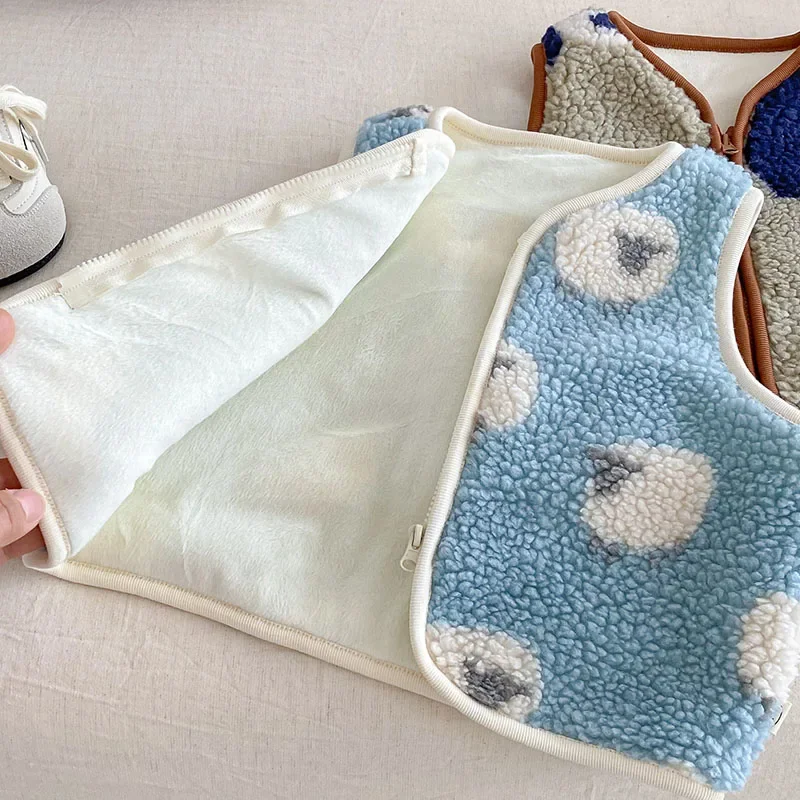 2025 New Winter Kids Vest 9M-5T Crtoon Sheep Dogs Baby Girls Thicken Sleeveless Jacket Fashion Loose Children Waistcoat