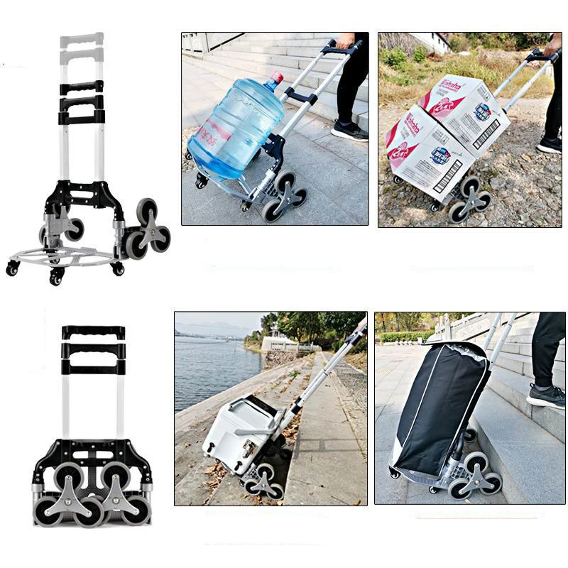 Foldable High Quality Stair Climbing Cart All Terrain Luggage Cart Shopping Camping Heavy-Duty Hand Truck Easy Fold Trolley