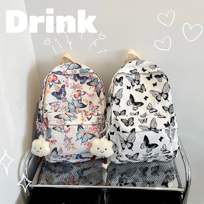 Mochila coreana con diseño de mariposa a la moda para mujer, mochila para estudiantes, almacenamiento de libros escolares y organizador de viaje, рюкзак с экраном