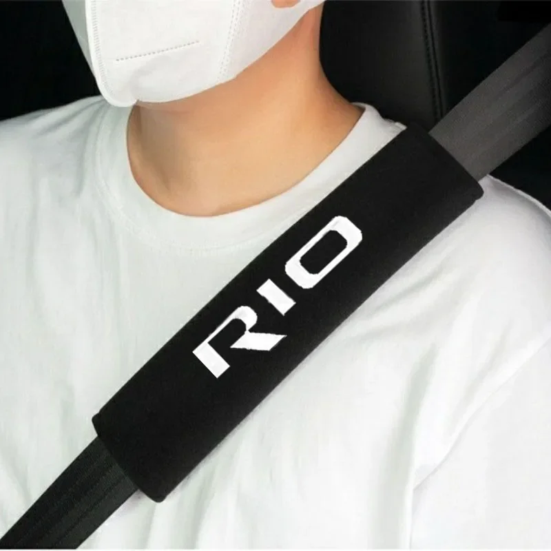 2pcs Car Seat Belt Cover Shoulder Pads Auto Interior Decoration Accessories Case For KIA Rio 2 3 4 5