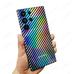 Aurora Carbon Fiber Skin for Samsung Galaxy S23 S22 S21 S24 Note 20 Ultra S10 Plus Back Protector Film Cover Gradient Sticker