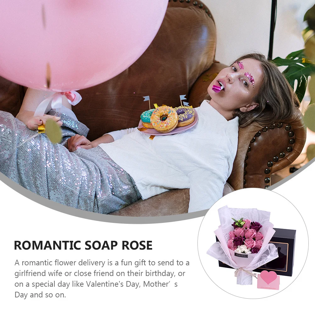 

1Set Romantic Soap Rose Bouquet Gift Box Artificial Rose Flower Lasting Floral Scent Valentine Anniversary Gift