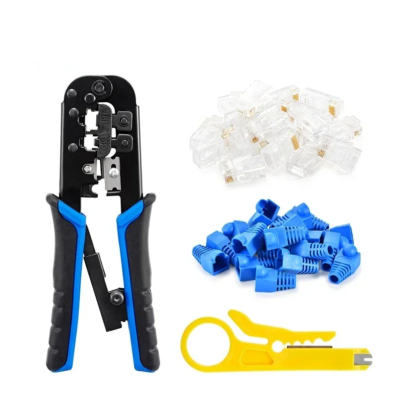 RJ45 Crimper Tool 8P/6P/4P LAN Network Cable Tools, Multi - function Wire Cutter Stripper Crimper PC Pliers