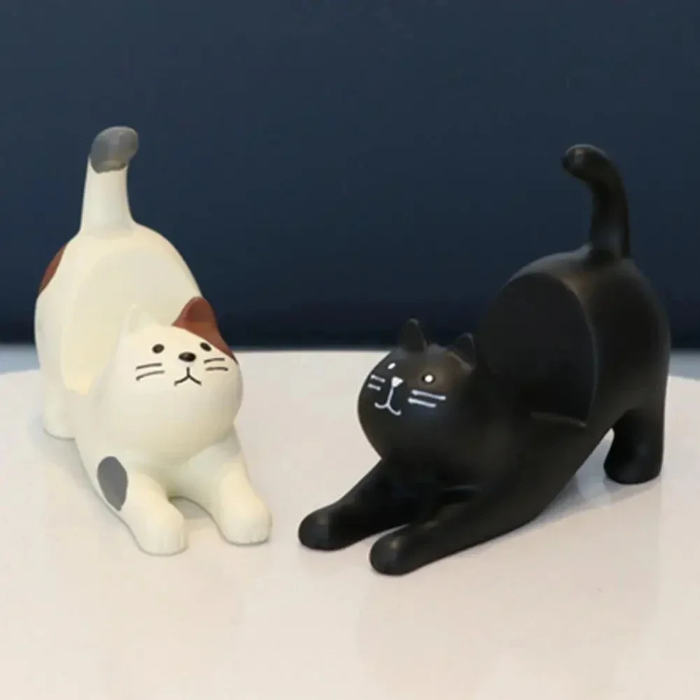 1 Pcs Cute Lazy Bracket Cat Shape Resin Phone Holder Desktop Stand Fixing Mini Portable Multi-functional Holder Decoration