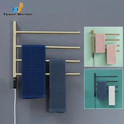 Bathroom Accessories Smart Electric Towel Rail Brushed Gold Stainless Steel Towel Warmer Touch Control Heated Towel Rack