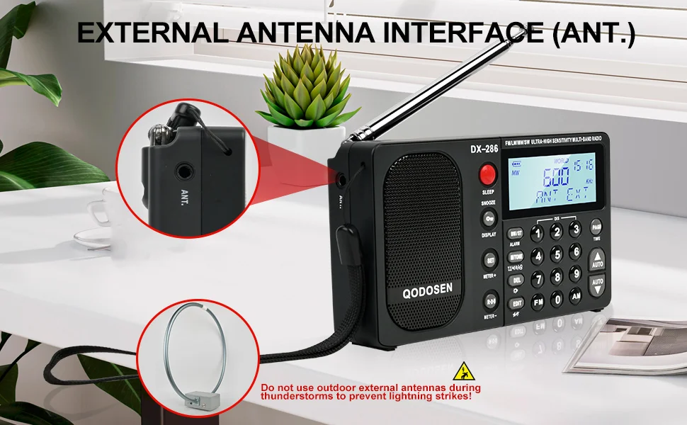 QODOSEN DX-286 Tragbares Radio AM/FM/LW/SW Digitales Weltbreitband-Radio mit TEF6686 Autochip Inklusive Einer 18650 Batterie – Detail 3