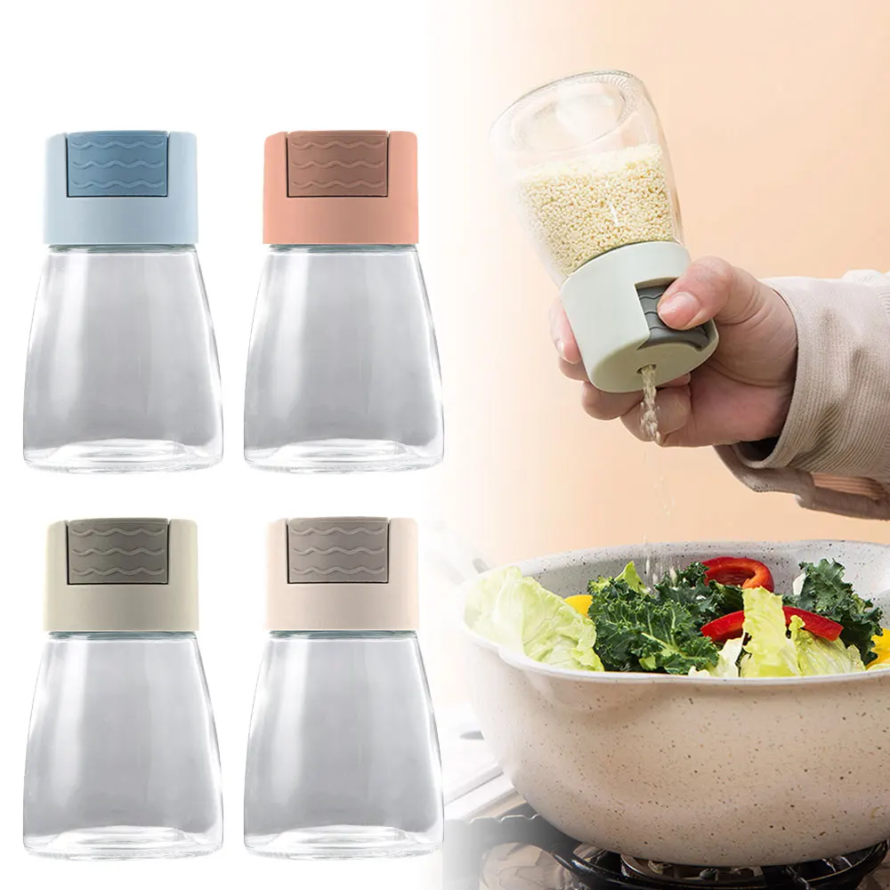 Salt and Pepper Shakers Precise Quantitative Push Type Shaker Glass Dispenser