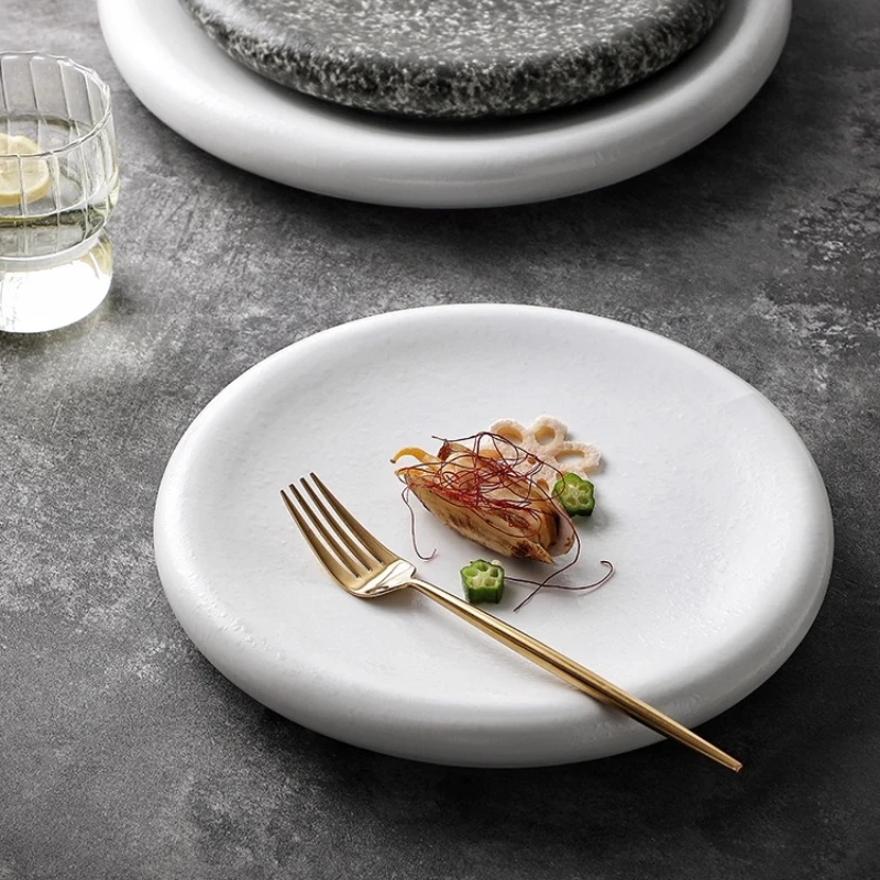 

Vintage Circular Ceramic Dinner Plate Sushi Plate Dessert Plate Snack Plates Restaurant Specialty Molecular Cuisine Tableware