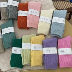 Japanese Kawaii Cute Solid Color Cashmere Thermal Socks Christmas Gifts Sox Wool Socks Women Autumn Winter Thick Warm Long Socks