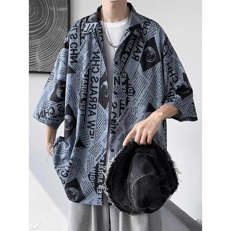 

Summer Large Size 300 Pou Retro Hong Kong Sle Men's ort Sve irt Design Sense High Quali Outerwear Ele Ins S...