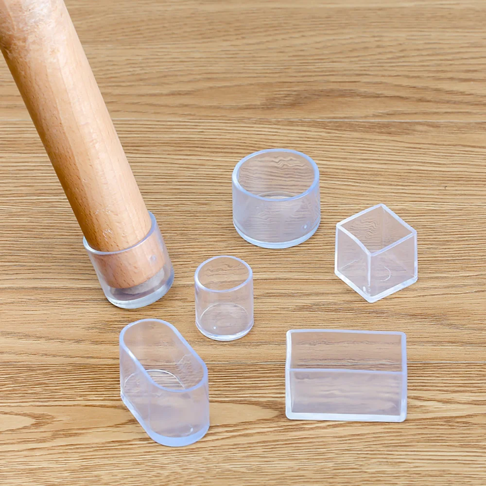 Transparent PVC Furniture Feet Cover 4/8pcs Round Chair Table Leg Cap Socks Plug End Cap Wear Resistant Wood Floor Protector