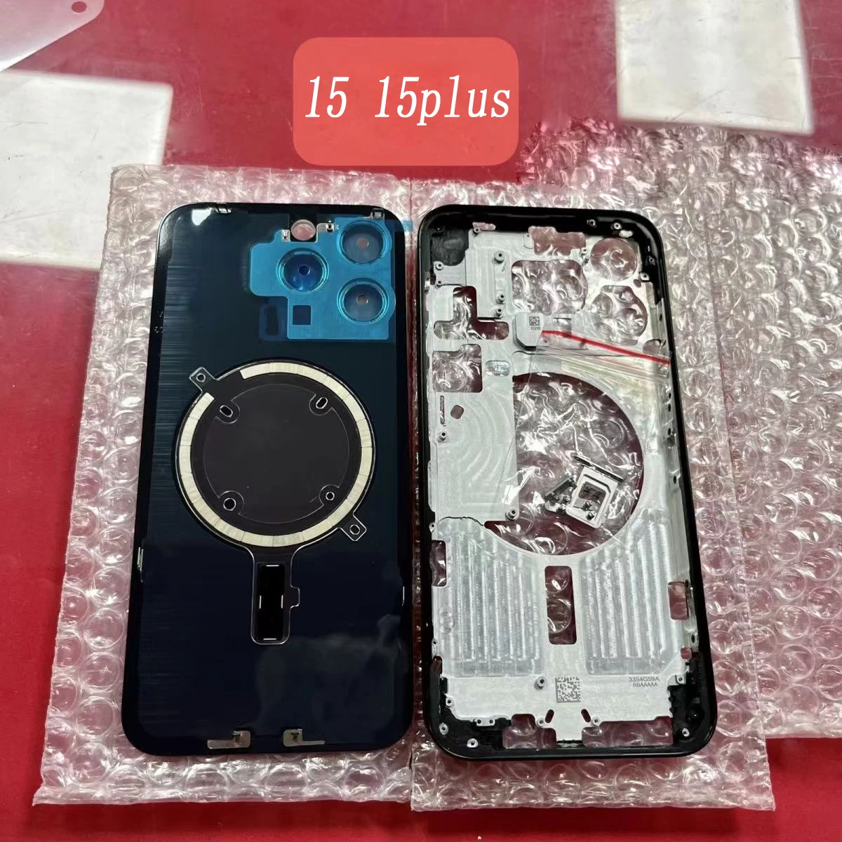 Integrated Quality Back Battery Glass Cover + Middle frame + Edge key For IPhone 14 15plus 14 15Pro Max Rear Housing Replacement