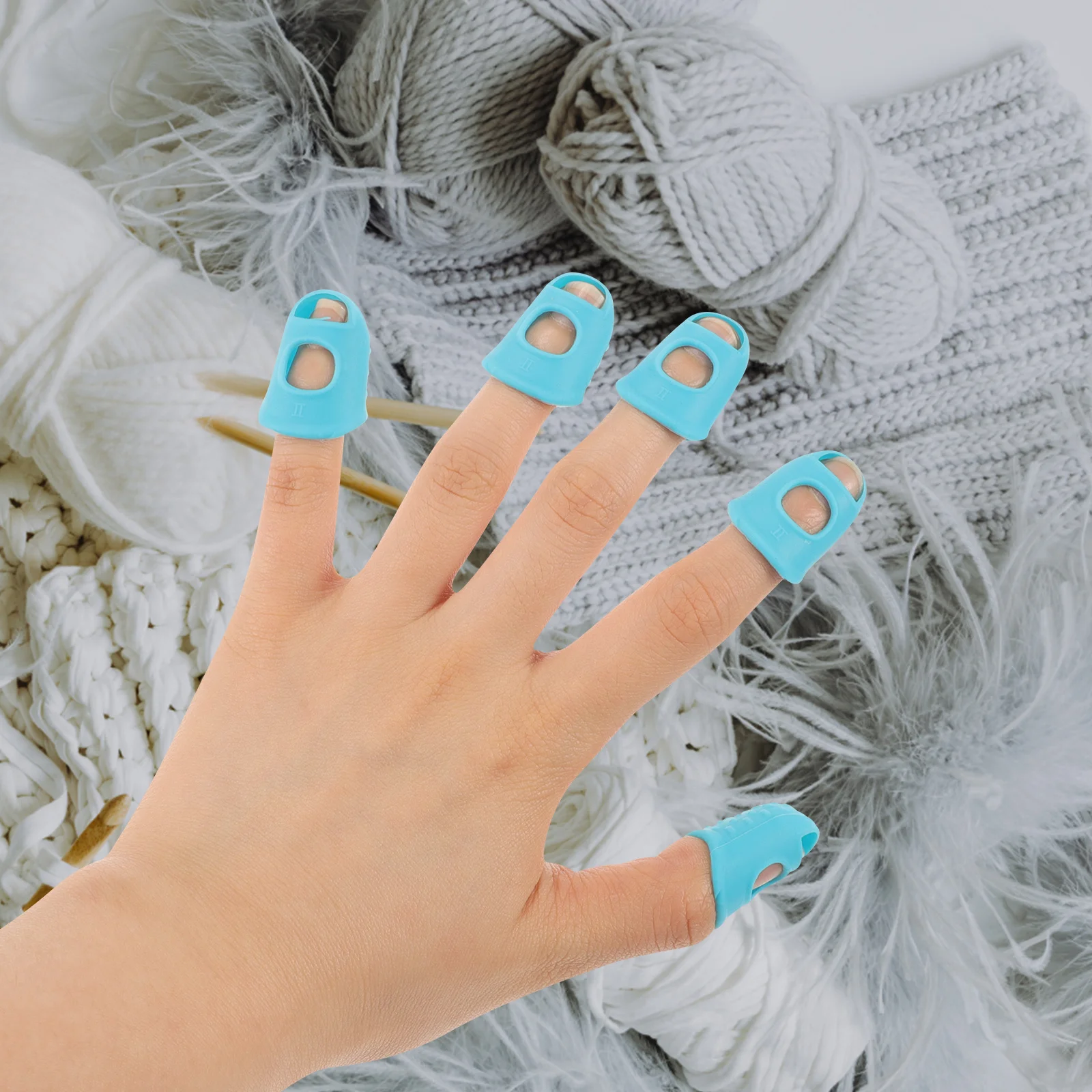 

10Pcs Universal Fit Finger Protectors Material for Sewing Crafts Needlework Safety Finger Cap Set