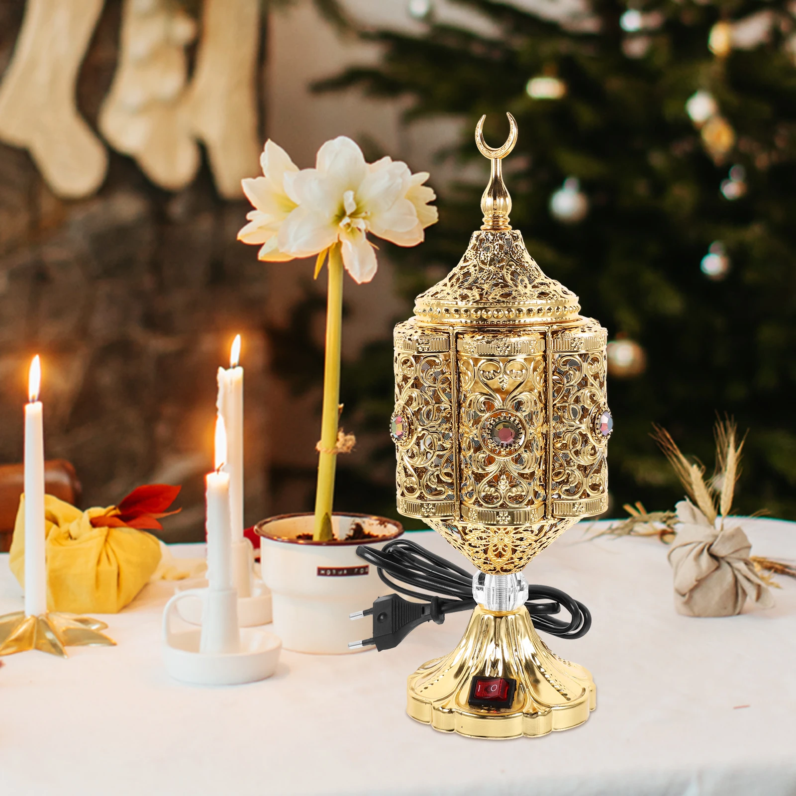 

Electric Censer Burner Retro Golden Stove Aroma Incense Holder nament Stable Portable Plug In Middle East Palo Santo\ ：