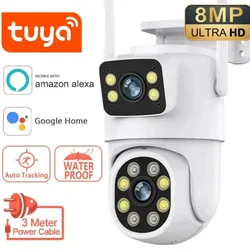 8mp lente dupla wifi câmera ptz 4k full hd tela dupla ai humano rastreamento automático ao ar livre 4mp segurança vigilância de vídeo tuya câmera