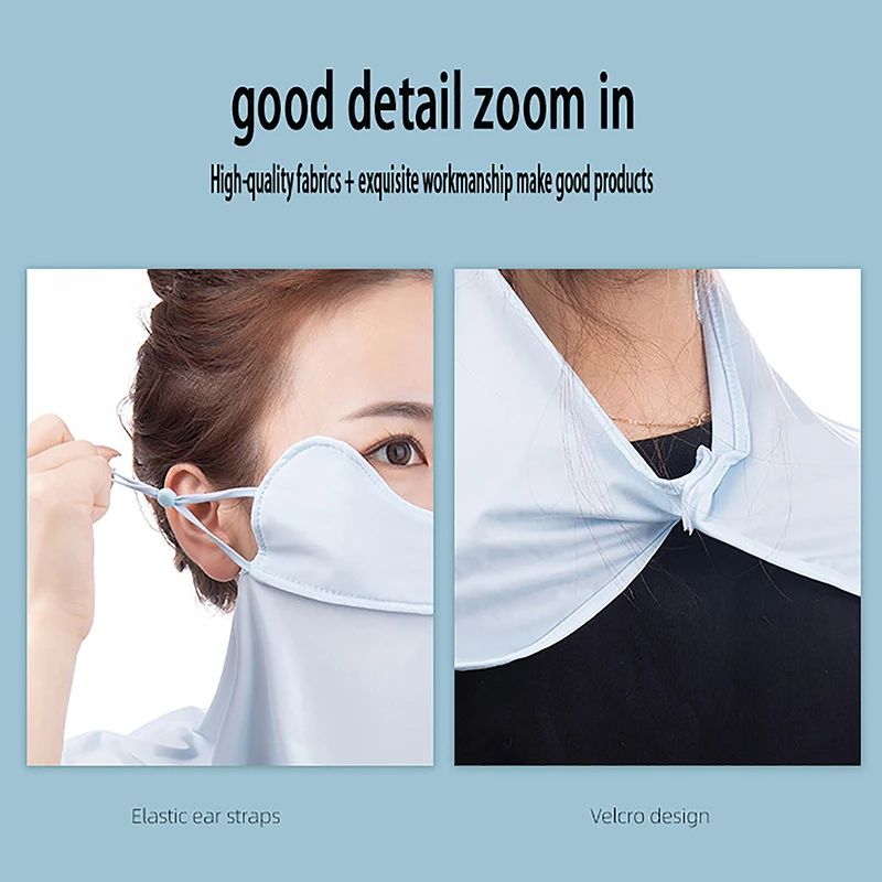 Outdoor Ice Silk Sunscreen Mask Women Summer Anti-UV Quick-drying Face Cover Scarf Breathable Neck Protection Hang Ear Headband