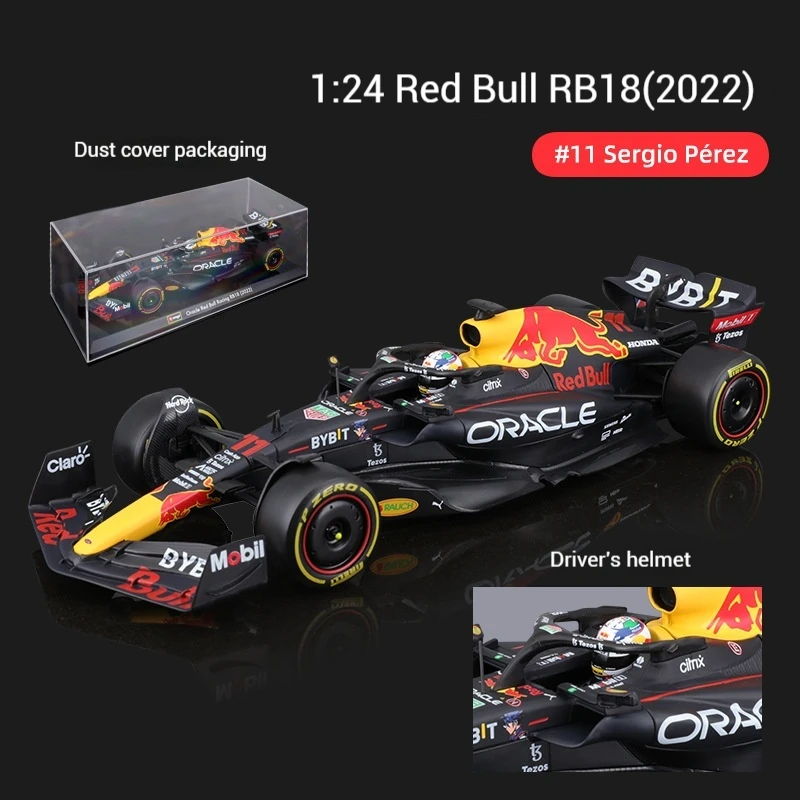 Bruago 1:24 Red Bull Rb18 1 Verstappen 11 Perez F1 Car Model 2022 Alloy Simulation Car Model Formula Racing Toy Ornament Gift