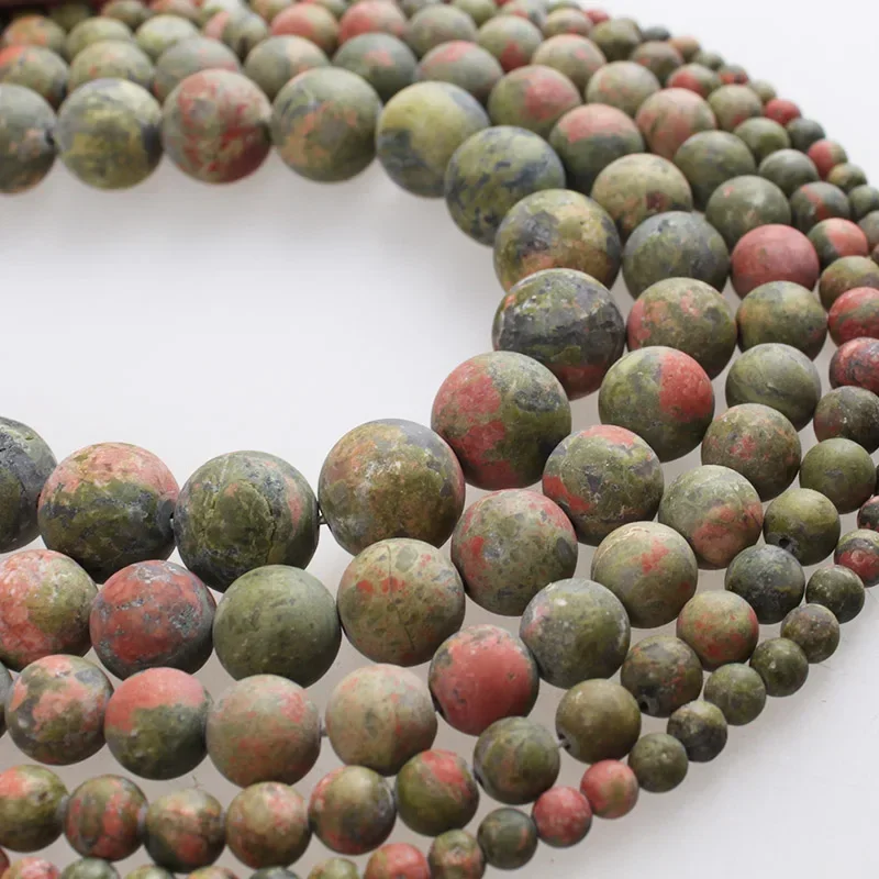 

Natural Stone Matte Unakite Frosted Stone Round Loose Beads 4 6 8 10 12mm For Bracelets Necklace Diy Jewelry Making