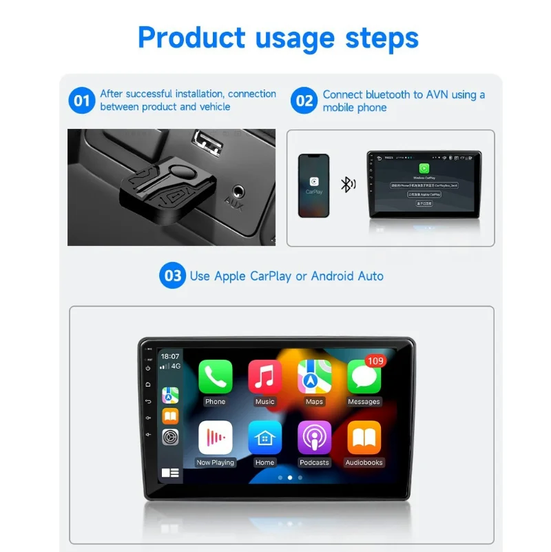 Wireless CarPlay Android Auto Adapter Smart Mini Box USB Plug and Play BT 5G WIFI for OEM Wired CarPlay Android Auto Car Models