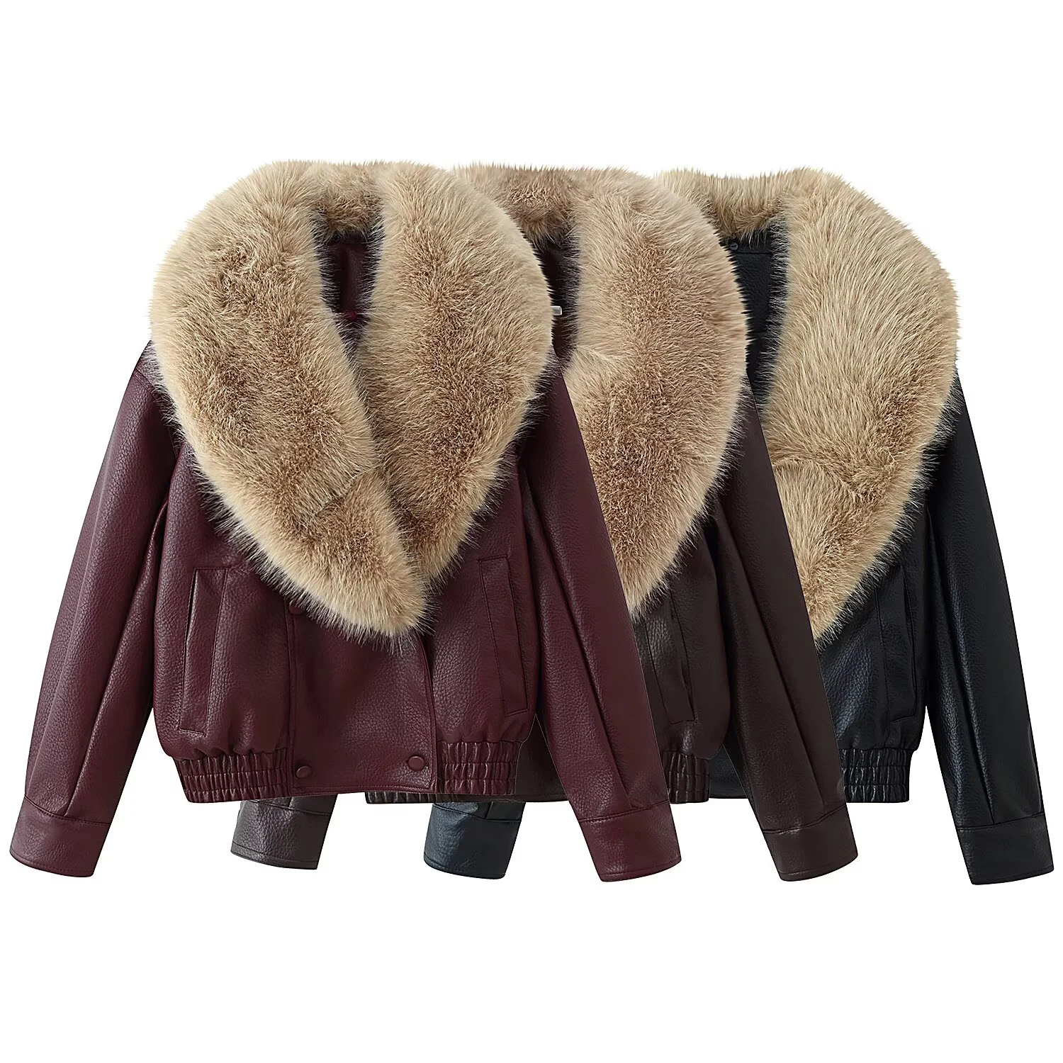 แจ็คเก็ตหนังเทียมแบบถอดปกได้ สไตล์ยุโรปและอเมริกา คอลเลคชั่นใหม่ ฤดูหนาว 2025 สำหรับผู้หญิง ทรงหลวม