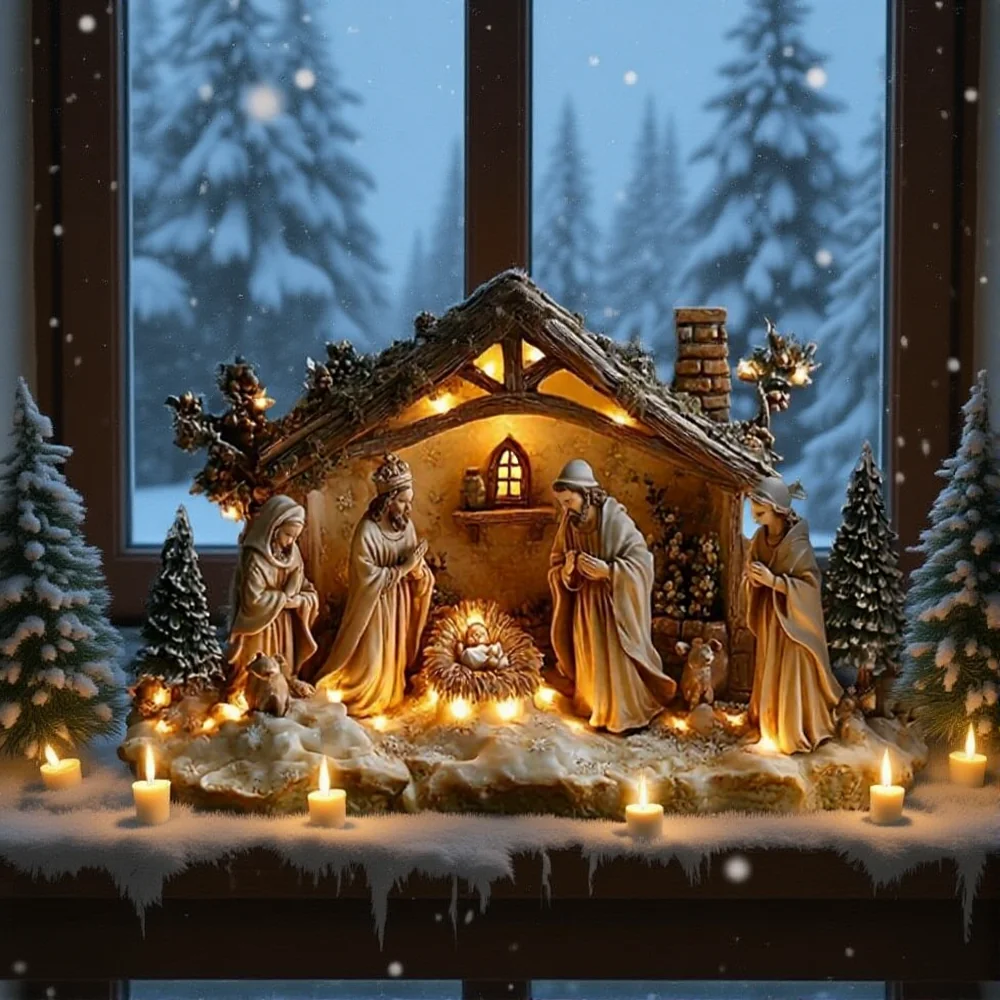 Jesus Birth Decor Glossy Acrylic Xmas Centerpiece Nativity Table Accessory Lightweight 2d Flat Christian Decoration For Party