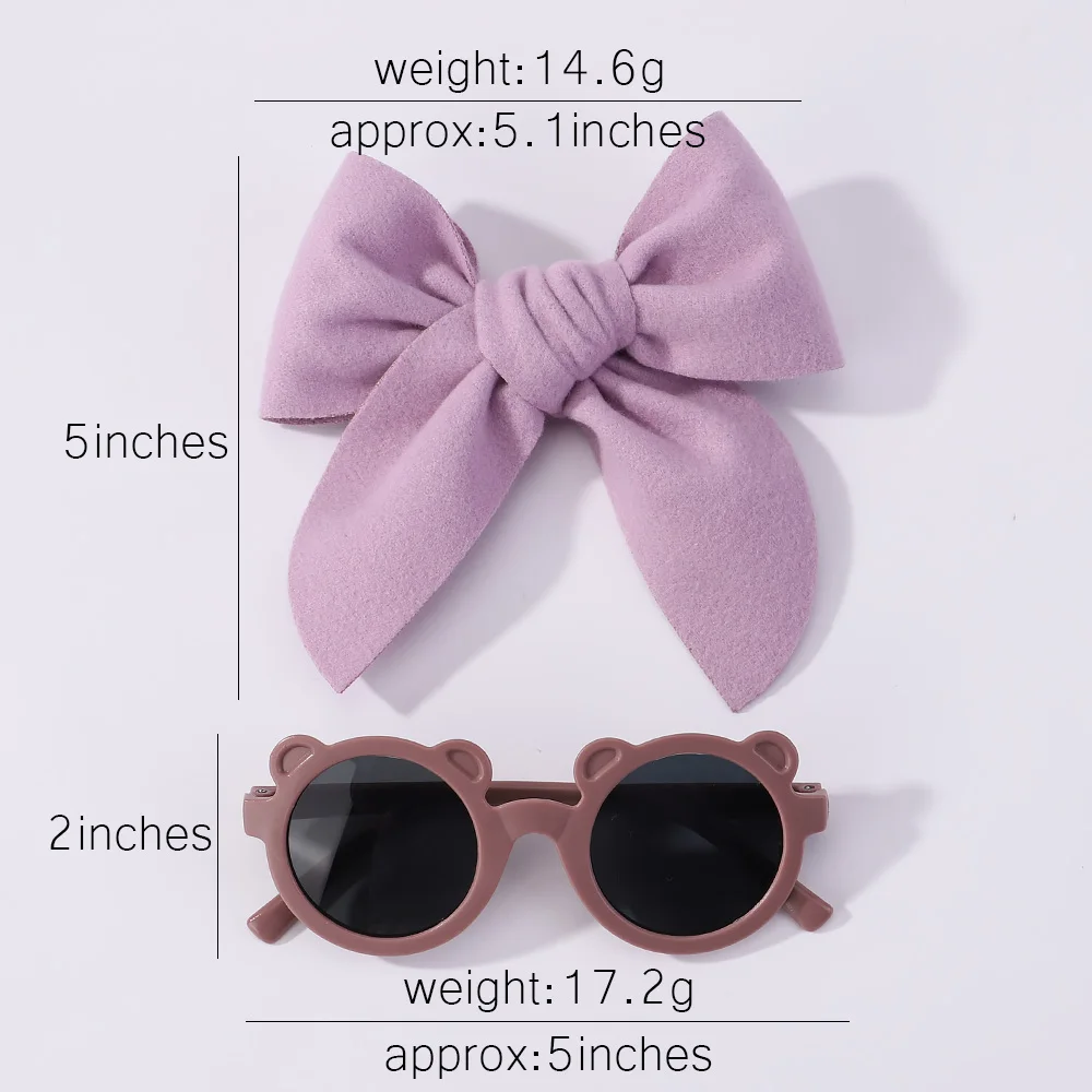 2pcs/Set Girl Cute Cartoon Sunglasses with Large Nylon Hairpin Beach Seaside Sun Glasses Baby Hair Clip Kids Headwear Gift