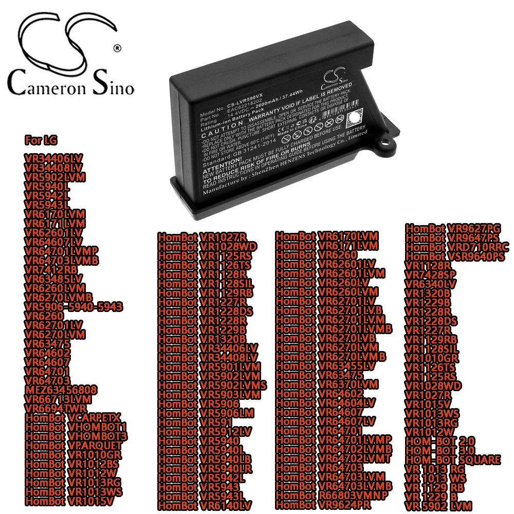 

Вакуумная батарея 14,4 В для LG VR34406LV VR34408LV VR5902LVM VR5940L VR5942L VR5943L VR6170LVM VR6171LVM VR62601LV VR64607LV series