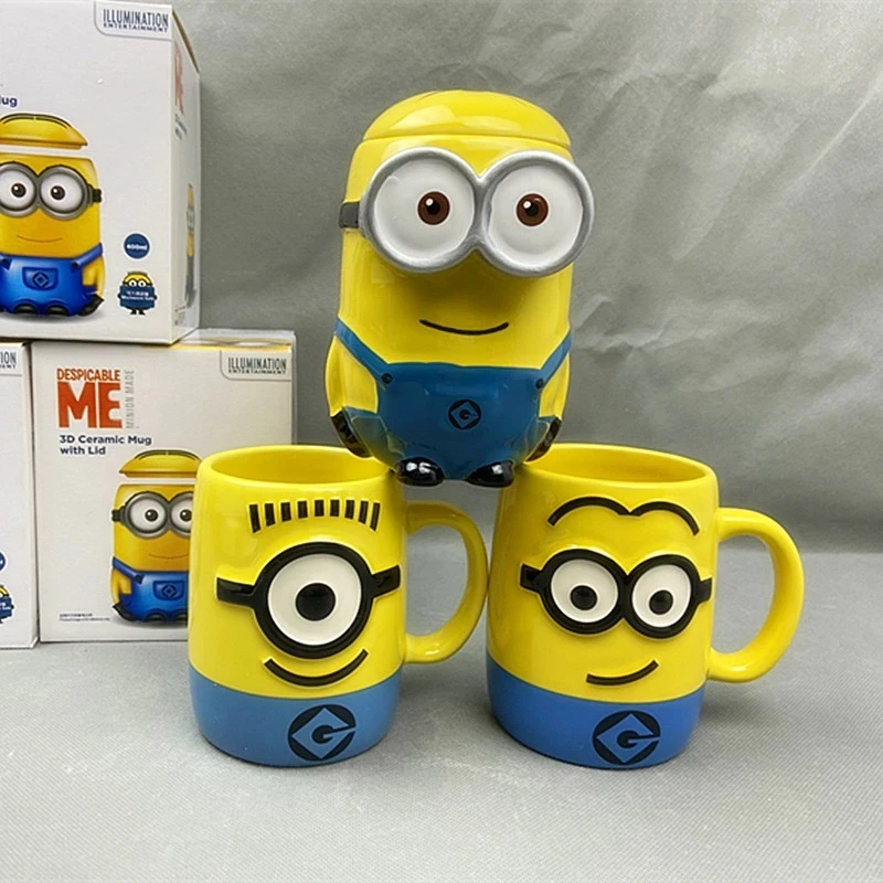 Cartoon Animation Movie 3D God Thief Daddy 3 Little Yellow Man Hand-painted Three-dimensional Mug Ceramic Cup Doll Milk Cup