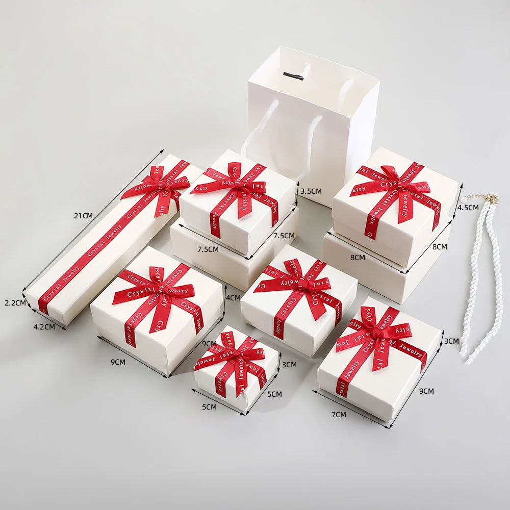 24 Stück neuartige Schmuck-Geschenkboxen mit Schleifenverschluss für Ringe, Ohrringe, Anhänger, Manschettenknöpfe, Broschen, Halsketten, Kopfhörer, Armbänder, mit Papierdeckel zur Aufbewahrung – Detail 2