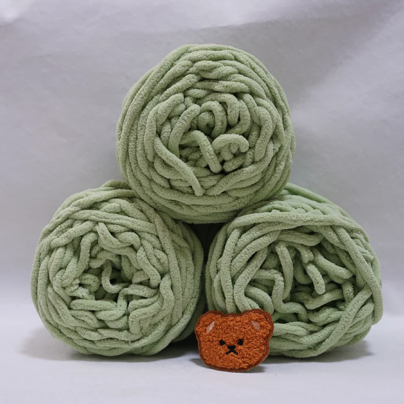 3 Stück 300g Chenille-Strickgarn, weiches Eisstreifen-Baumwollgarn, DIY-Wollgarn für handgemachte Strickdecken, Schals, dicker Faden