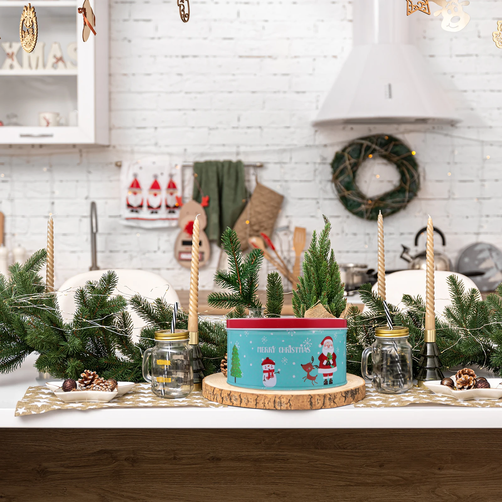 

Christmas Tinplate Cookie Box Small Candy Container Biscuit Treat Storage Case Xmas Party Gift Packaging Christmas Cookie Tin