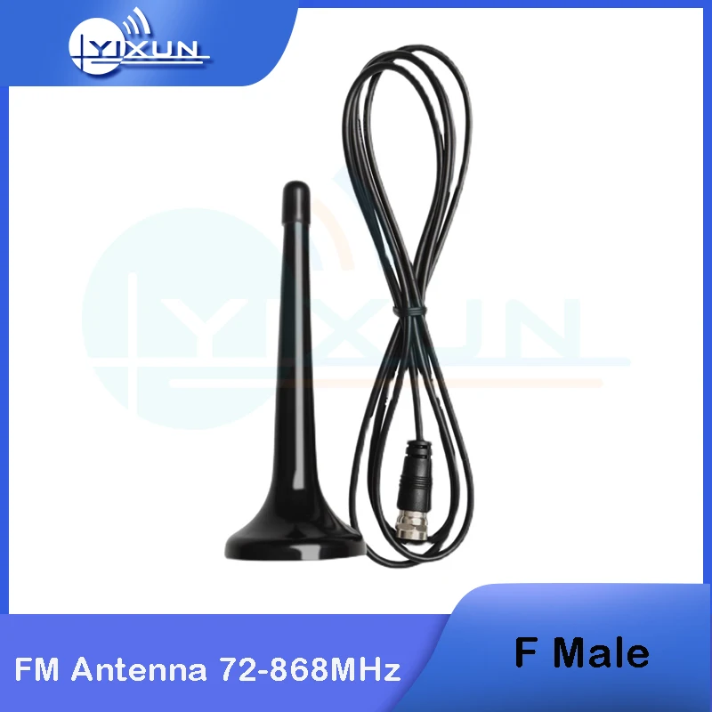 Antena de TV de tierra de 72-868MHz para interiores, varilla telescópica DTMB HD, Radio FM para el hogar y el coche, 15dbi F, Cable macho RG174 de 3m