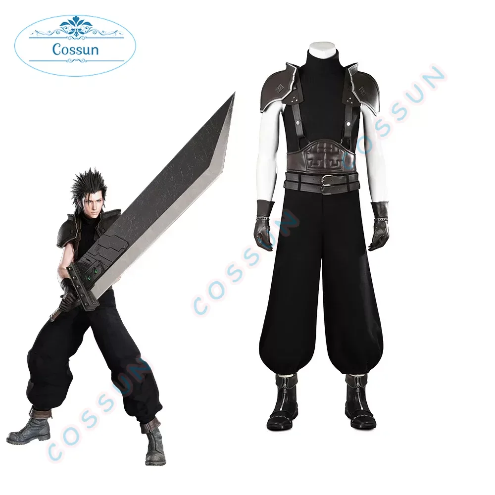 [Customized] New Arrival  FF7 Zack Fair Cosplay Costume Black Fantasy VII Cosplay Outfit with Top Pants and Accessories 5354