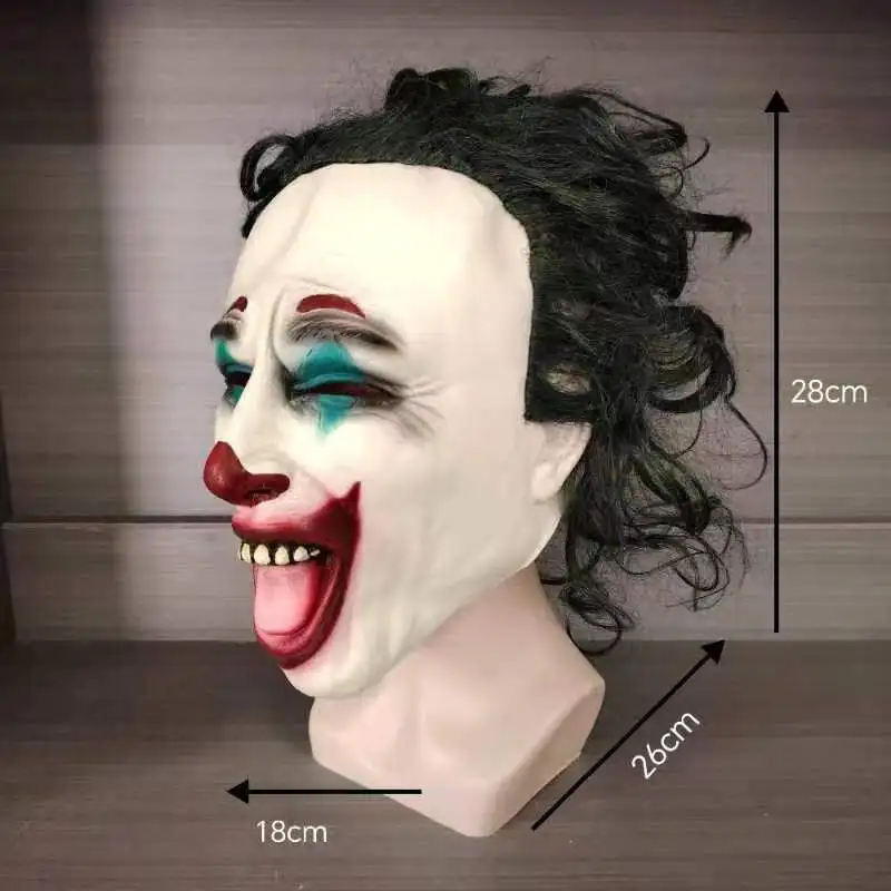 قناع المهرج اللاتكس كامل الرأس سخيف المهرج زي مضحك مسرح حفلة تأثيري الدعامة لأحداث الهالوين NPC لعب الأدوار