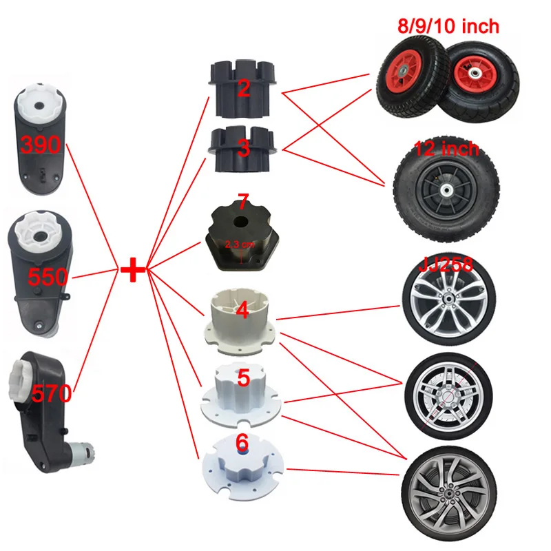 Children Electric Vehicle tire adapter connection clip,Kid\'s toy car gearbox coupler,Baby motorcycles wheel connector