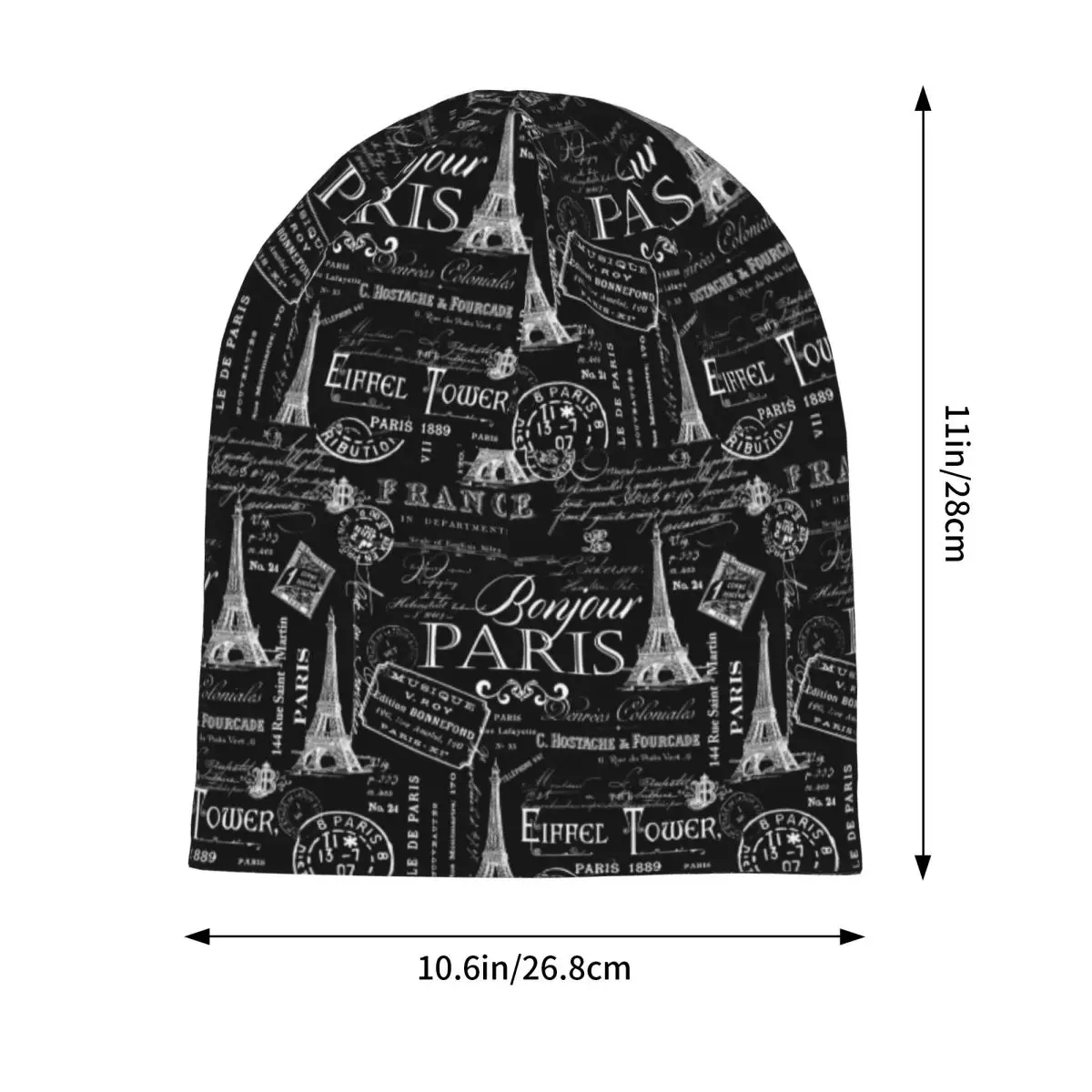Vintage Paris French Lifestyle With Eiffel Tower Skullies Beanies Hats Warm Autumn Winter Cap Knitted Bonnet Caps for Men Women