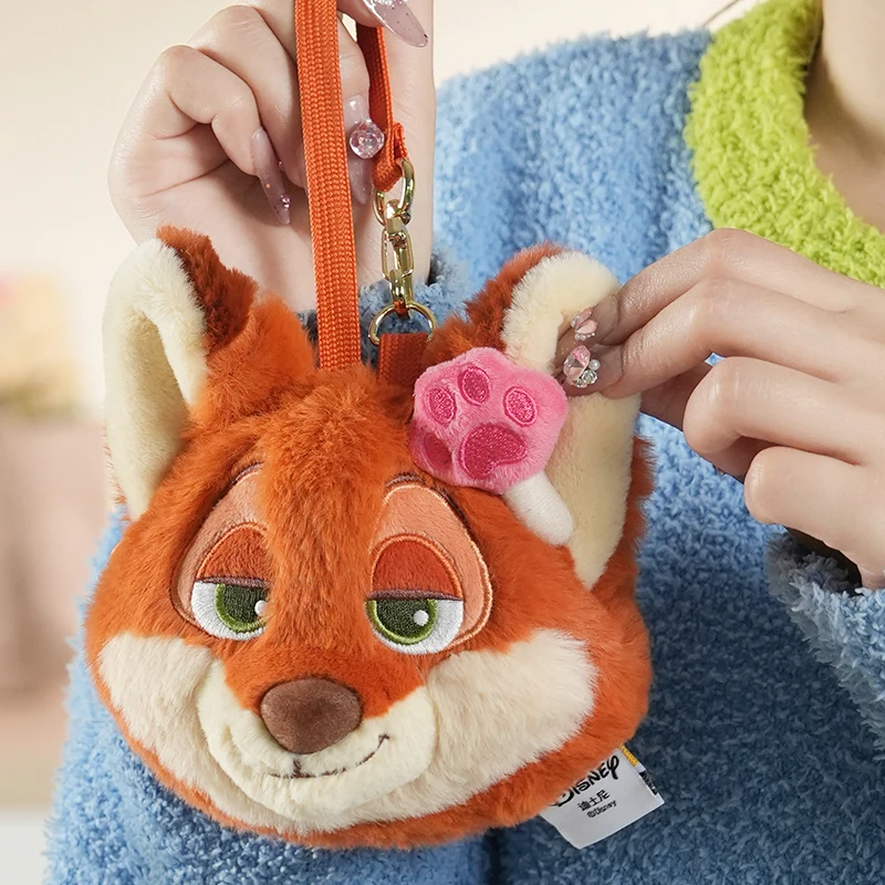 Zootopia Judy Nick Portafoglio ufficiale leopardo Auricolare Portamonete in peluche simpatico cartone animato Mini portachiavi portatile Giocattolo alla moda Regalo di compleanno