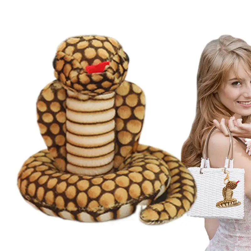 Schlangen-Schlüsselanhänger aus Plüsch, 3,15 Zoll, niedlicher Tier-Schlüsselanhänger, simulierter Kobra, Klapperschlangen-Anhänger, Kinder, lustiges Streich-Spielzeug