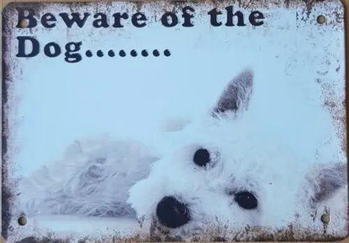 Beware Of The Dog metal sign Man Cave She Shed Home Bar Pub Club Garage  20x14cm