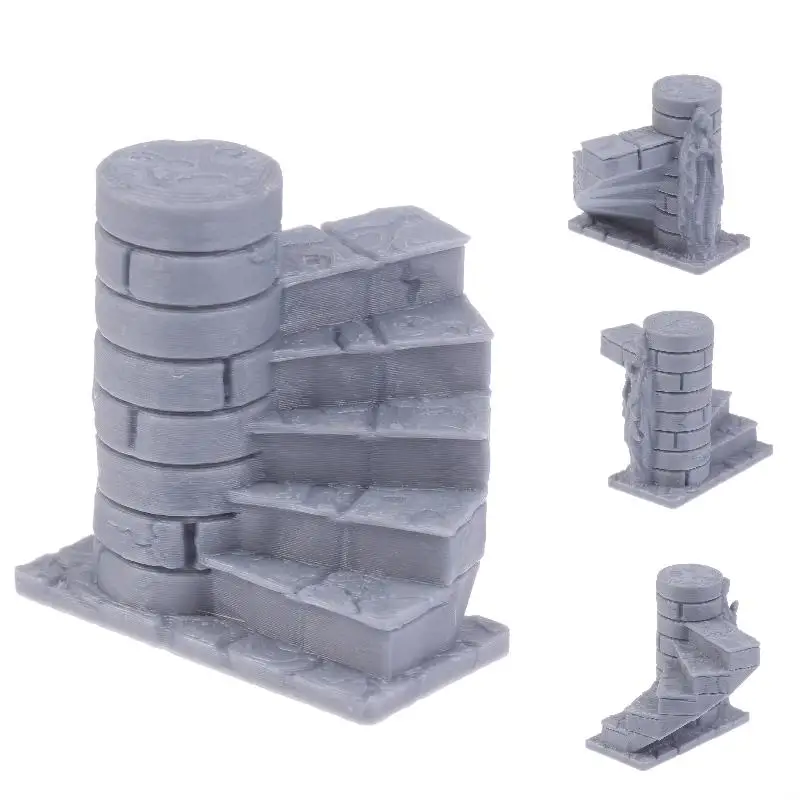 3D Printed Tomb Staircase Ornament Miniature Ruined Landscape Desktop Decoration D&D Wargaming Game Tomb Terrain Staircase Model