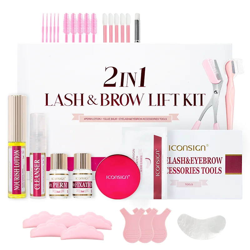 ICONSIGN 2IN1 Professionelles, schnell dauerhaftes Wimpern- und BRAUEN-Liftng-Set, langlebig, 6–8 Wochen, Mascara-Lifting, Wimpernverstärker, Make-up-Werkzeug