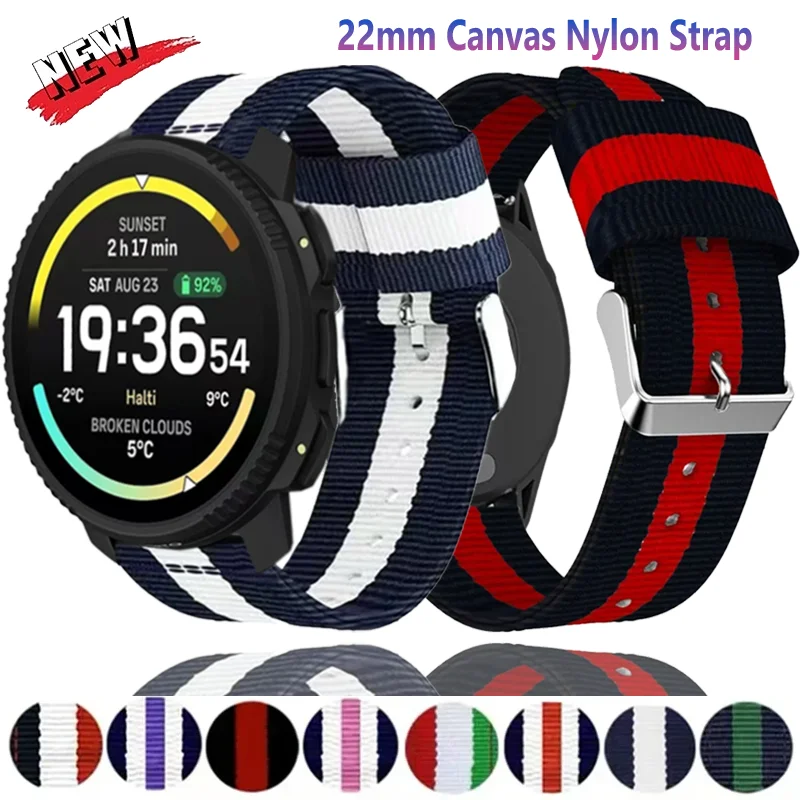 22 mm Canvas-Nylonarmband für COROS PACE 4-3-Pro/APEX 4 42 mm bequemes Armband CMF Watch 3-2-1 Pro/Suunto Vertical 2-Race 2-Run