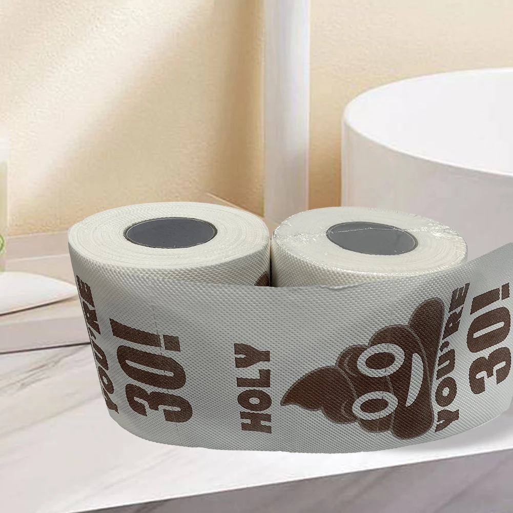 Rollo de papel higiénico con estampado de caca para mujeres y hombres, suministros de fiesta, divertido, Holy You're 30, regalos de cumpleaños