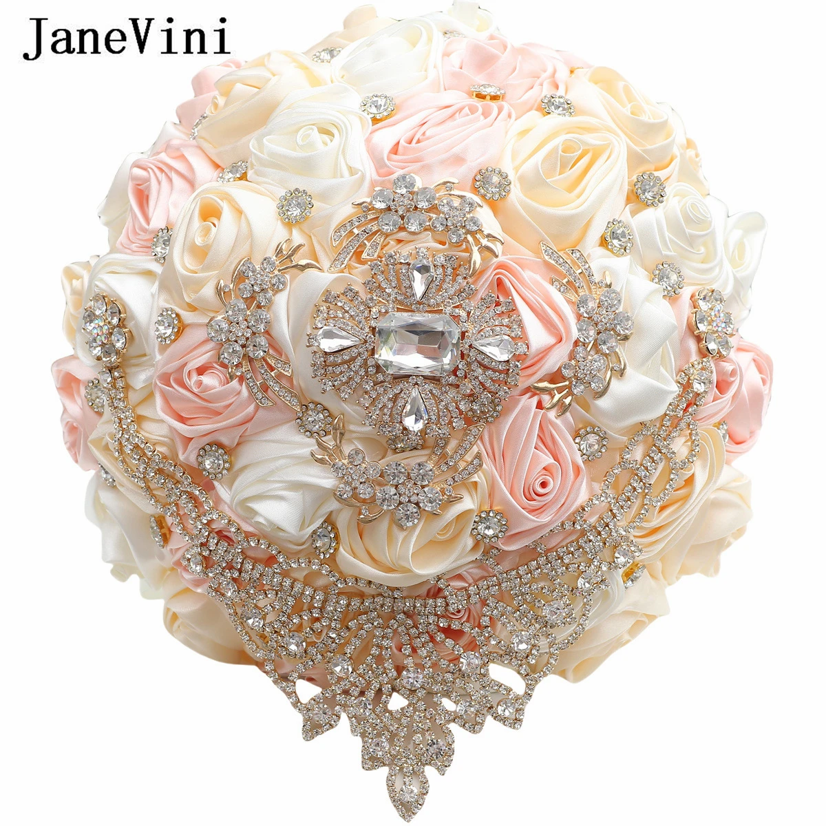 

JaneVini Bling Bling Crystal Rhinestones Bridal Bouquets Wedding Bridesmaid Fake Flower Bouquet Decorations Wedding Flowers 2025