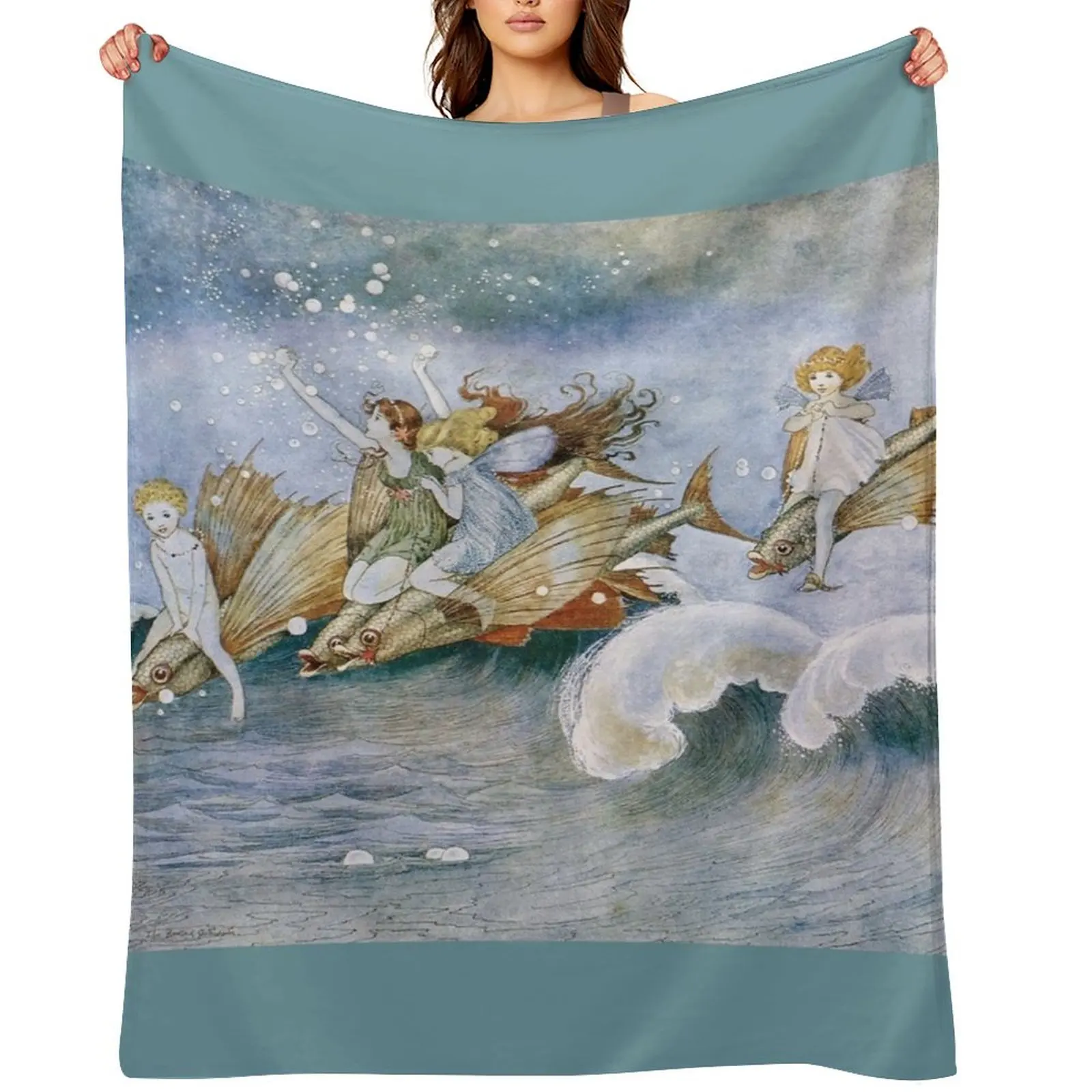 

“Flying Fish Riders” by Ida Rentoul Outhwaite Throw Blanket For Baby Thins Sofas Blankets For Bed Blankets