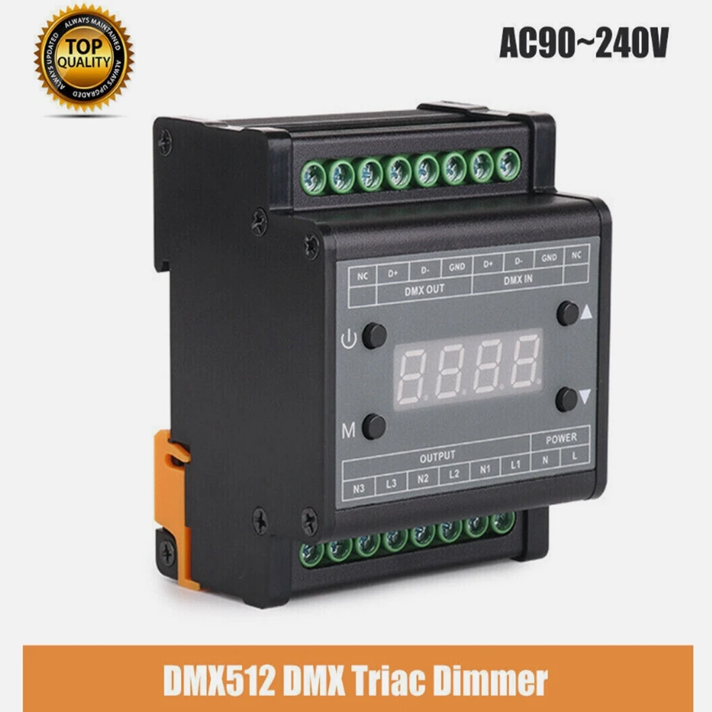 DMX302 DMX triac dimmer led brightness controller AC90-240V TRIAC 3-Output