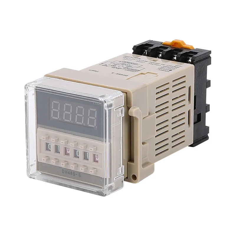 

AC/DC 24v-240v DH48S-S Programmable Digital display time relay cycle control Double Time Delay Relay Socket with Base Voltage