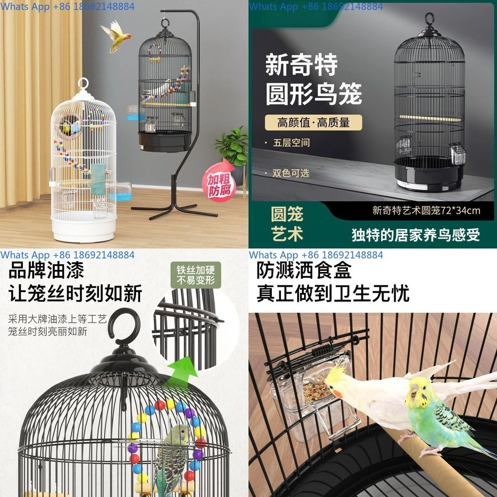 

Large Round Metal Bird Cage for Parrot Budgie Cockatiel Myna Luxury Aviary