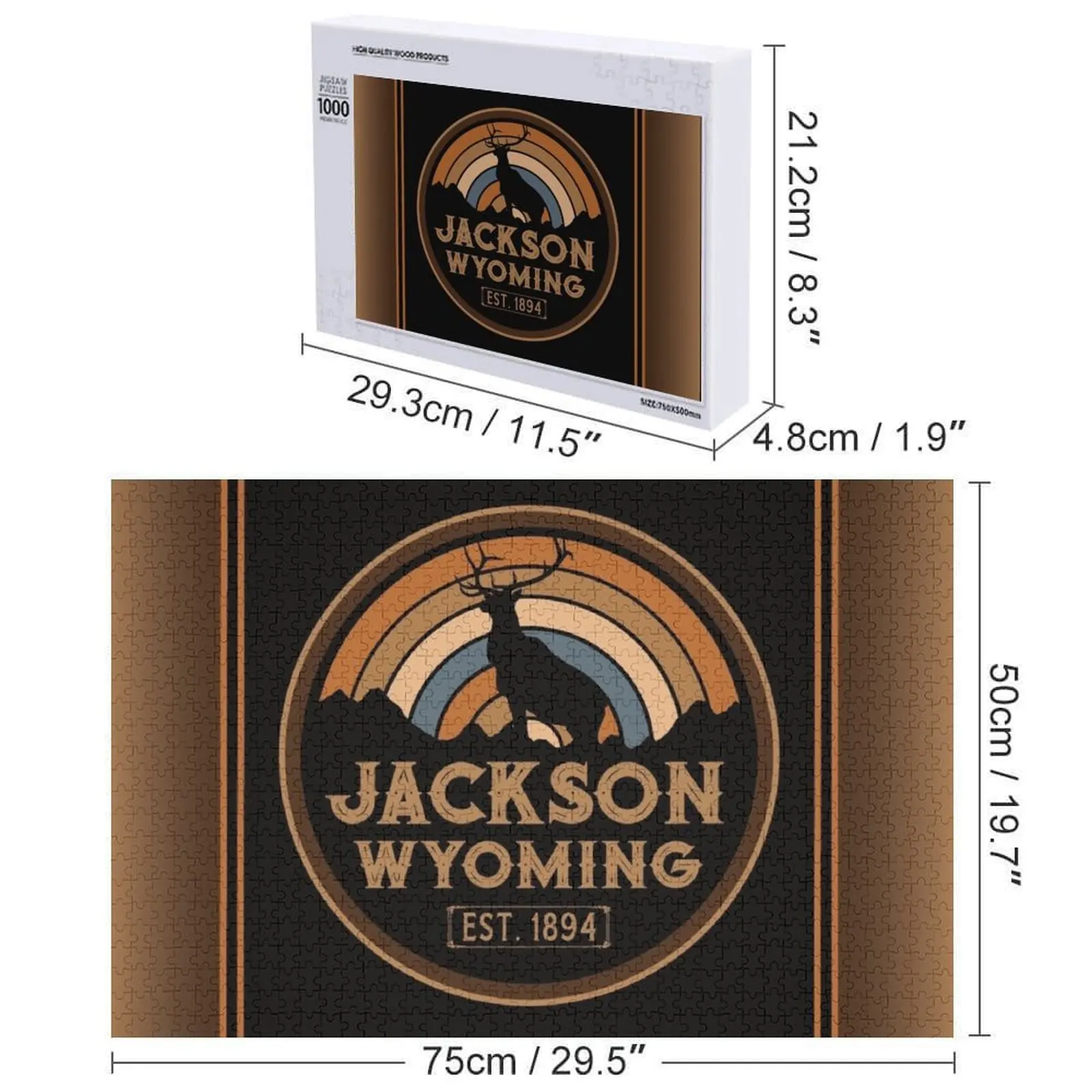 잭슨 와이오밍 레트로 와일드 웨스트 카우보이 직소 퍼즐 나무 이름 맞춤형 아기 장난감 퍼즐