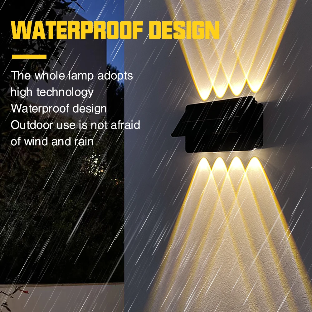 في الهواء الطلق مقاوم للماء الجدار ضوء ديكور الجدار مصباح LED الشمسية الجدار مصباح صعودا وهبوطا تضيء حديقة المنزل الشرفة ديكورات للباحة #3